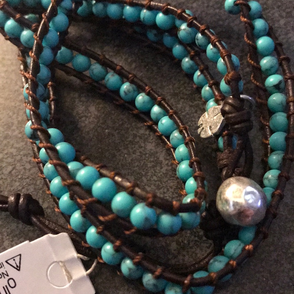 🎉HP🎉NEW boho turquoise wrap bracelet adjustable - Picture 4 of 8
